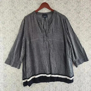 Cynthia Rowley V Neck 3/4 Sleeve Striped Blouse 3X
